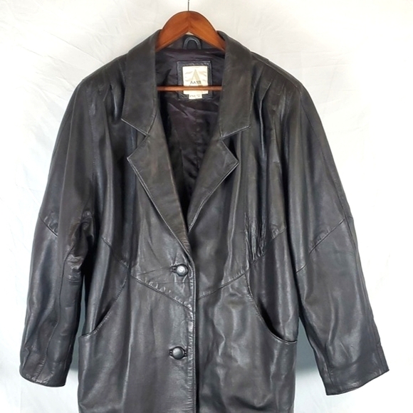 Vintage 80s/90s Avanti Black Leather Trenchcoat - Picture 2 of 8